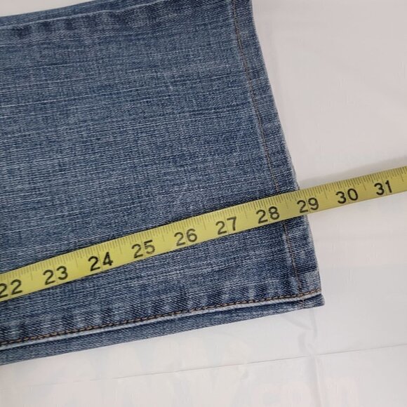 Guess Jeans BELMONT FLARE Medium Wash Distress Low Rise Denim - Women's Size 29 - Picture 9 of 16